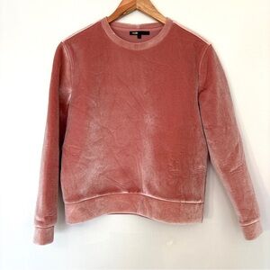 Maje Torina Velvet Sweatshirt Crewneck Pink
